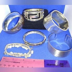 Lot of 6 Silver tone fashion bracelets